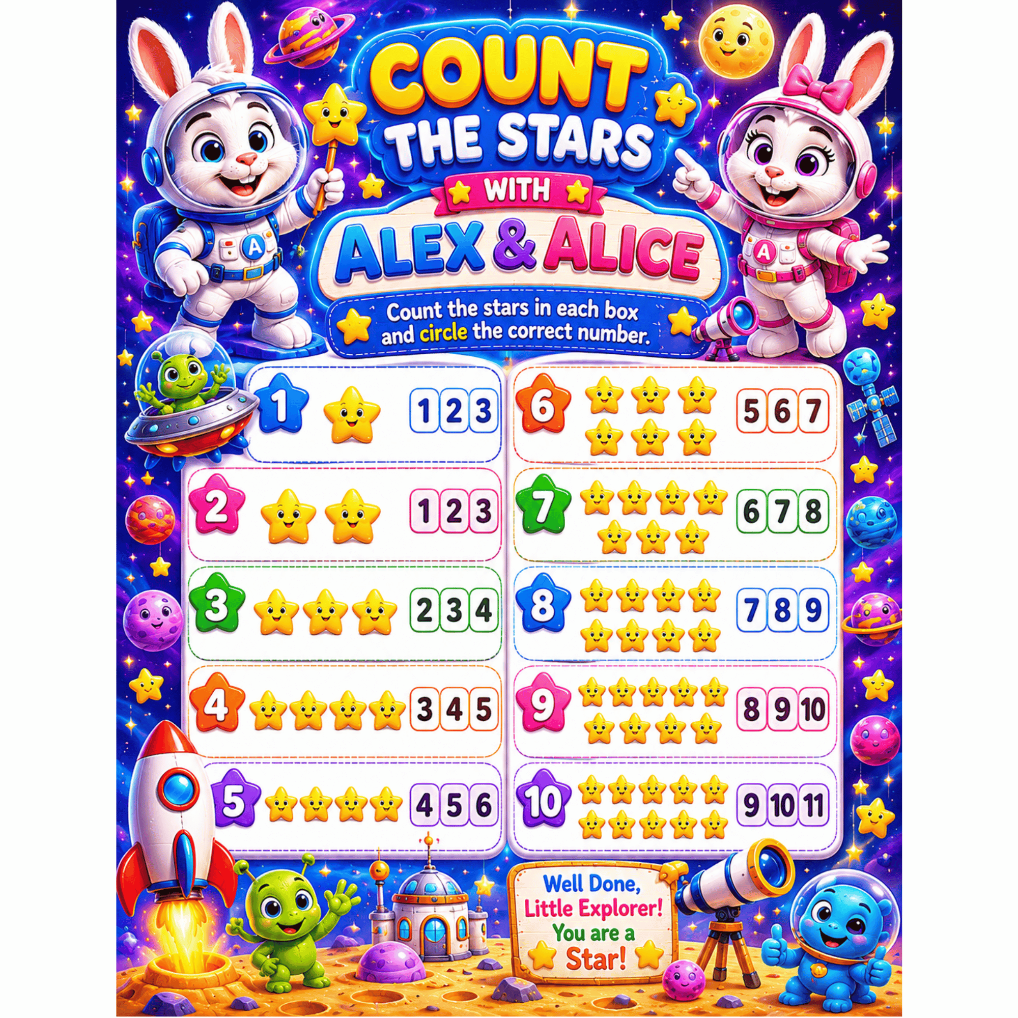 Counting Activity Sheet Nursery - Alex & Alice